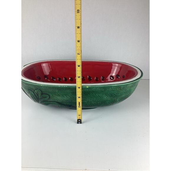 Vintage 1980’s Ceramic Hand Painted Summer Watermelon Oval Serving Bowl 13” - Picture 4 of 4
